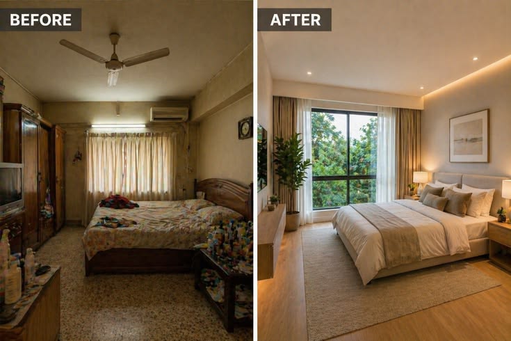 Modern bedroom interior design in Greater Noida